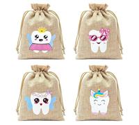 LilaLemon 4pcs Natural Living Tooth Fairy Bag Set Kit, The Perfect Tooth Fairy Gift