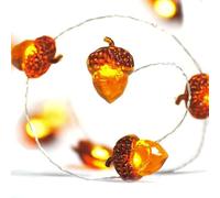 LilaLemon 6ft 20LED Thanksgiving Decorations,3D Acorn Autumn Fall Harvest Decor String Twinkle Lights,USB Powered for Bedroom Garland,Fireplace Mantel Wreath Decor