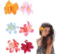 Lilalemon 6pcs Bohemian Flower Hair Clips Pins for Women Girls, Artificial Tropical Hawaiian Beach Flower Clip for Seaside Holiday, Wedding Party, Bridal Hair Accessories