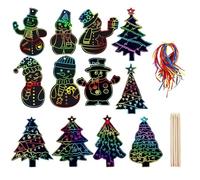LilaLemon Christmas Scratch Art for Kids, 48pcs Christmas Bookmarks for Kids, Party Bag Fillers Birthday Gifts, Magic Rainbow DIY Scratch Paper Art Tags for Boys Girls Classroom