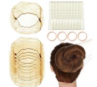 Lilalemon Hair Nets for Buns,40 PCS Bun Nets With 40 Pcs U-Shaped Pins with 4 hair ties for Women,Invisible Bun Net for Girls,Ballet Dancers,Chefs, Nurses,Flight Attendants,50cm/20inch