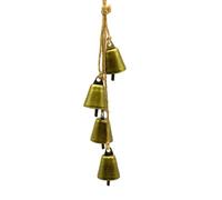Lilalemon Set of 4 Harmony Farmhouse Bells for Tree Decoration,Rustic Shabby Chic Gold Christmas Bells for Door Garden Home