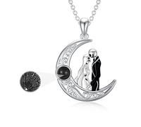LILALO Nightmare Necklace 925 Sterling Silver Jack and Sally Jewelry Jack and Zero Necklace, One Size, Sterling Silver, Cubic Zirconia