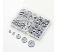 Lilaly 100 pcs Grey Buttons for Crafts, 5 Sizes Mixed Round Sewing Buttons for Clothes, Suitable for for DIY Crafts, Coats, Shirts, Pants, Shorts
