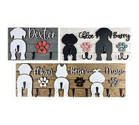 Lilancer Dog Lead Holder for Wall Personalised Dog Hooks Custom Name Breed Decorative for Wall Cute Housewarming Gifts for Dog Owner (Style 1 - 1-3 Dog,1 Dog:5.7x9 in)