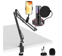 LILANZo USB Condenser Microphone for PC PS4, PS5 Streaming Singing Podcast Studio, Computer Cardioid Gaming Mic Kit for Recording YouTube with Boom Arm Stand Pop Filter, Mute Button, Volume, Echo