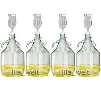 lilawelt24 Set of 4 x 5-litre Snap-top Bottles + Stopper + Fermentation Tube, Fermentation Bottle, Glass Bottle, Snap-top Fermentation Container