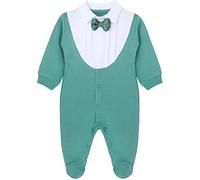 Lilax Baby Boy Gentleman Footie Christmas Stylish Tuxedo Outfit with Bow Tie (Newborn, Seafoam)