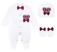 Lilax Baby Boy Newborn Crown Jewels Layette 3 Piece Gift Set 0-3 Months, Burgundy, 0-3 Months