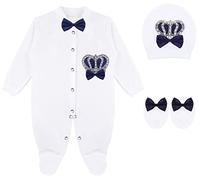 Lilax Baby Boy Newborn Crown Jewels Layette 3 Piece Gift Set 0-3 Months Navy