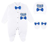 Lilax Baby Boy Newborn Crown Jewels Layette 3 Piece Gift Set 0-3 Months Royal Blue