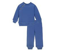 Lilax Baby Boy Outfit Pant Set, Solid Ribbed Knit Toddler Pullover Sweater & Pants Set (0-3 Months, Blue)