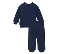 Lilax Baby Boy Outfit Pant Set, Solid Ribbed Knit Toddler Pullover Sweater & Pants Set (0-3 Months, Navy)