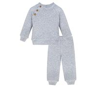 Lilax Baby Boy Outfit Pant Set, Solid Ribbed Knit Toddler Pullover Sweater & Pants Set (6-9 Months, Gray)