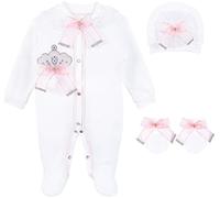 Lilax Baby Girl Jewels Crown Layette 3 Piece Gift Set 0-3 Months Pink