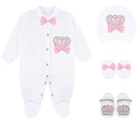 Lilax Baby Girl Jewels Crown Layette 4 Piece Gift Set 0-3 Months Pink