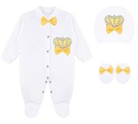 Lilax Baby Girl Newborn Crown Jewels Layette 3 Piece Gift Set (0-3 Months, Yellow)