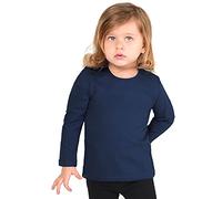 Lilax Baby Girls' Basic Long Sleeve Round Neck T-Shirt, Navy, 9-12 Months