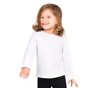 Lilax Baby Girls' Basic Long Sleeve Round Neck T-Shirt, White, 12-18 Months
