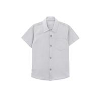 Lilax Boys' Button Down Shirt Solid Short Sleeve Classic Solid Oxford Dress Shirt (Gray, 16 Years)