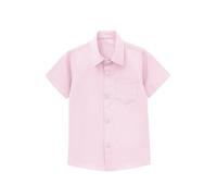 Lilax Boys' Button Down Shirt Solid Short Sleeve Classic Solid Oxford Dress Shirt (Pink, 14 Years)