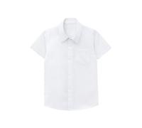 Lilax Boys' Button Down Shirt Solid Short Sleeve Classic Solid Oxford Dress Shirt (White, 10 Years)