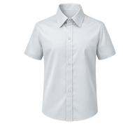 Lilax Boys Classic Short Sleeve Button Down Casual Solid Dress Shirt (Gray, 6)