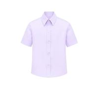 Lilax Boys Classic Short Sleeve Button Down Casual Solid Dress Shirt (Lilac, 9)