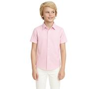 Lilax Boys Classic Short Sleeve Button Down Casual Solid Dress Shirt (Pink, 11)