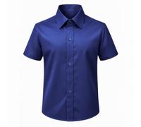 Lilax Boys Classic Short Sleeve Button Down Casual Solid Dress Shirt (Royal Blue, 12)