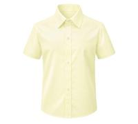 Lilax Boys Classic Short Sleeve Button Down Casual Solid Dress Shirt (Yellow, 12)