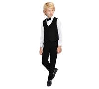 Lilax Boys Formal 4 Piece Dress Shirt, Pants and Tie and Vest Suit Set (Black, 4 Years)