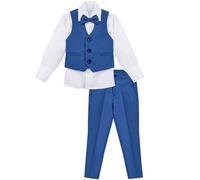 Lilax Boys Formal 4 Piece Dress Shirt, Pants and Tie and Vest Suit Set (Royal Blue, 12 Years)