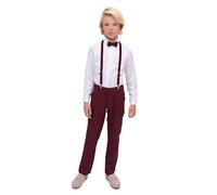 Lilax Boys Formal Slim Fit Boy Pant Set of 4 Pcs, Gentleman Wedding Outfits, Formal Dress Set (Burgundy,4T)