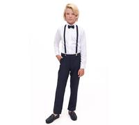 Lilax Boys Formal Slim Fit Boy Pant Set of 4 Pcs, Gentleman Wedding Outfits, Formal Dress Set (Navy,7)