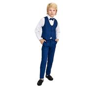 Lilax Boys Formal Suit 4 Piece Vest, Pants and Tie Dresswear Suit Set (10 Years, Royal Blue)