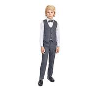 Lilax Boys Formal Suit 4 Piece Vest, Pants and Tie Dresswear Suit Set (11 Years, Gray)