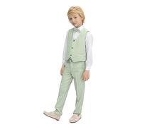 Lilax Boys Formal Suit 4 Piece Vest, Pants and Tie Dresswear Suit Set (7 Years, Green)