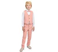 Lilax Boys Formal Suit 4 Piece Vest, Pants and Tie Dresswear Suit Set (8 Years, Pink)