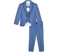 Lilax Boys Formal Suit 5 Piece Outfit Dresswear Suit Set (5T, Blue)