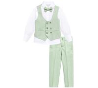 Lilax Boys’ Formal Suit Set, Boys Wedding Ring Bearer Outfit for Kids, Dresswear 4 Piece Suit Set (10 Years, Green)