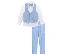 Lilax Boys’ Formal Suit Set, Boys Wedding Ring Bearer Outfit for Kids, Dresswear 4 Piece Suit Set (9 Years, Light Blue)