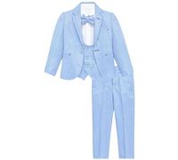 Lilax Boys Suit Set, Formal Jacket, Vest, Pants, Shirt and Matching Bowtie 5 Piece(6 Years, Light Blue)