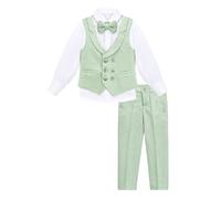 Lilax Boys Suit Set Slim Fit Vest, White Dress Shirt, Dress Pants and Bowtie 4 Piece Formal Suit Set (8 Years, Green)