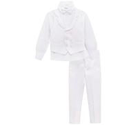 Lilax Boys Suit Set Slim Fit Vest, White Dress Shirt, Dress Pants and Bowtie 4 Piece Formal Suit Set (9 Years, White)