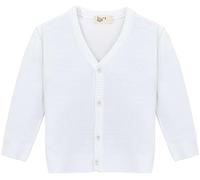 Lilax Boys V-Neck Cardigan, Toddler & Youth Button Closure Cardigan Sweater (5 Years, White)