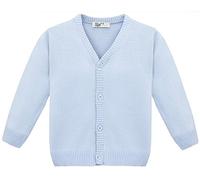 Lilax Boys V-Neck Cardigan, Toddler & Youth Button Closure Cardigan Sweater (8 Years, Blue)