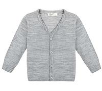Lilax Boys V-Neck Cardigan, Toddler & Youth Button Closure Cardigan Sweater (8 Years, Gray)