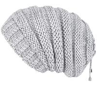 Lilax Cable Knit Slouchy Chunky Stripe Oversized Soft Warm Winter Beanie Hat, Light Gray, One Size