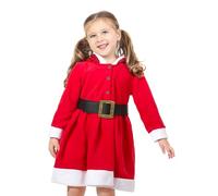 Lilax Christmas Dress Holiday, Kids Holiday Santa Claus Dress, Party Dress-up Outfit for Girls, Sparkle Hood Red Dress with Belt (8 Years,Red)